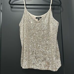 Express silver sequin tank top size M
